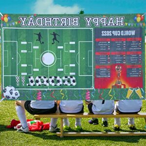 ZANOTA Soccer Party Decorations World Cup 2022 Happy Birthday Banner Photo Background Soccer Themed Birthday Party Supplies Celebration Soccer Backdrop (5x3ft)