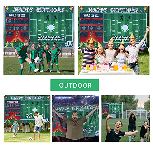 ZANOTA Soccer Party Decorations World Cup 2022 Happy Birthday Banner Photo Background Soccer Themed Birthday Party Supplies Celebration Soccer Backdrop (5x3ft)