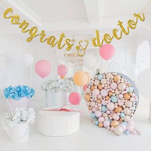 INNORU Gold Glitter Congrats Doctor Banner, Congrats Grad Sign - Medical Doctor Graduation College Graduation Party Bunting Decorations