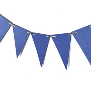 ZOOYOO 20 Feet Blue Pennant Banner, Paper Triangle Flags Bunting for Party Decoration,30pcs Flags,Pack of 2(One 20 Feet or Two 10 Feet)