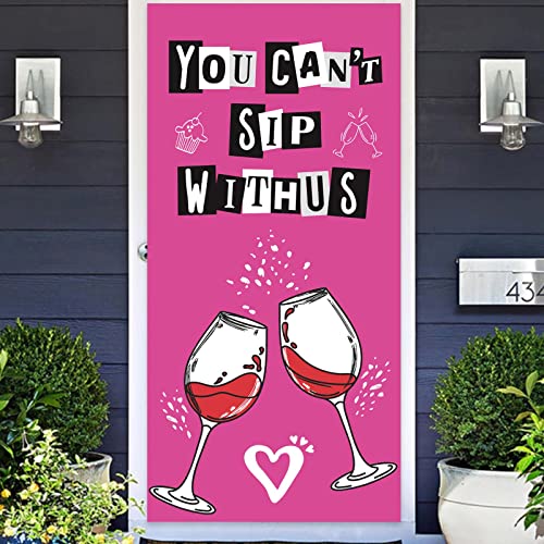 You Can’t Sip Withus Hot Rose Pink Happy Birthday Banner Background Burn Book Theme Decor for Bridal Shower Wedding Night Out Hen Movie Bachelorette Party Girl Woman Birthday Party Favors Decorations