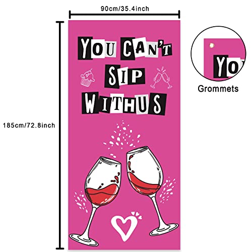 You Can’t Sip Withus Hot Rose Pink Happy Birthday Banner Background Burn Book Theme Decor for Bridal Shower Wedding Night Out Hen Movie Bachelorette Party Girl Woman Birthday Party Favors Decorations