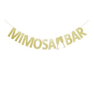 mimosa bar banner, gold glitter sign garland for bridal shower – baby shower – wedding bachelorette engagement – graduation – birthday party decoration