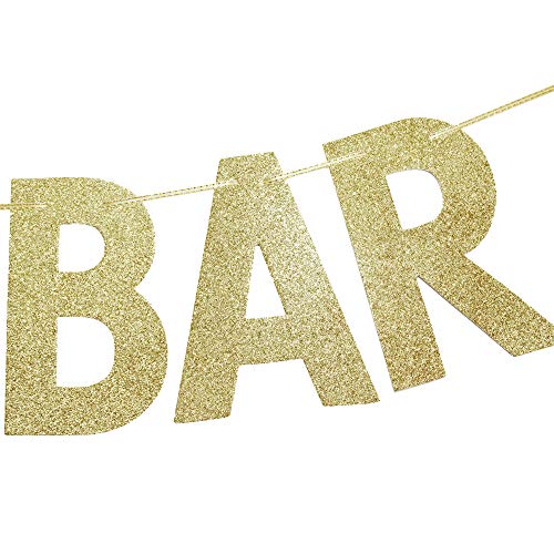 Mimosa Bar Banner, Gold Glitter Sign Garland for Bridal Shower - Baby Shower - Wedding Bachelorette Engagement - Graduation - Birthday Party Decoration