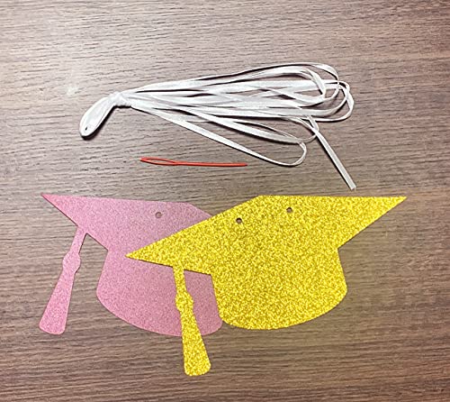 Graduation Decorations Maroon Gold 2023 Maroon Grad 4pcs Graduation Hat Banner Garlands Glitter Burgundy Gold for FSU Graduation Party Supplies 2023