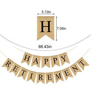 Jute Burlap Happy Retirement Banner Retirement Party Bunting Garland Decoration Supply