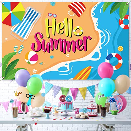 Beach Backdrop Decorations Hawaiian Pool Party Banner Pool Surfboard Background for Birthday Summer Hawaiian Themed Party Supplies Favors