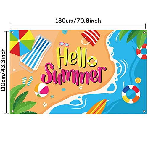 Beach Backdrop Decorations Hawaiian Pool Party Banner Pool Surfboard Background for Birthday Summer Hawaiian Themed Party Supplies Favors