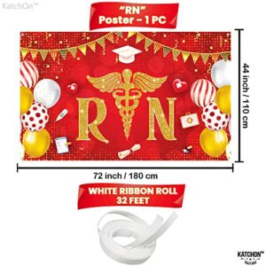 Large RN Banner for Nurse Party Decorations - 72x44 Inch | Congrats Nurse Banner for Red And Gold Nursing Graduation Party Supplies | RN Graduation Party Decorations 2023, Nurse Graduation Decorations