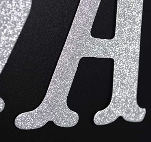 Congratulations Silver Glitter Sign Banner- Graduation, Wedding, Retirement Party Supplies Decorations (Silver)