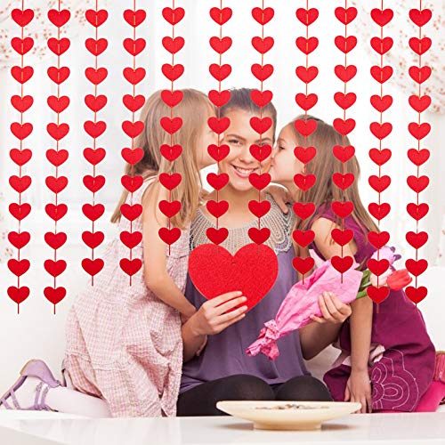 Adeeing 100 Felt Red Hearts Garland Valentines Day Decoration No DIY Required Red Heart Hanging String Garland 4 Pack for Home Wedding Anniversarty Bridal Shower Party Supplies Photo Backdrop