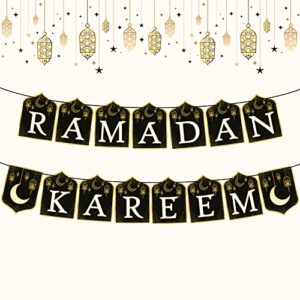 katchon, ramadan kareem banner for ramadan decorations – 10 feet, no diy | ramadan mubarak banner for ramadan decorations for home | ramadan banner for eid decorations | black and gold ramadan decor