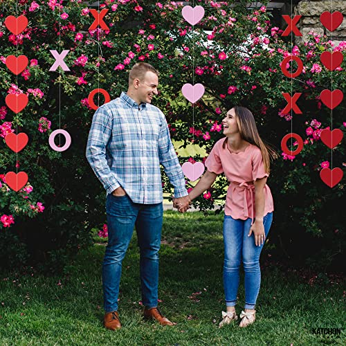 XOXO and Hanging Heart Valentine Garland – 6 String, No DIY | Felt Heart Garland for Galentines Day Decorations | XOXO Garland, Valentines Day Decor | Valentine Felt Garland, Valentines Decorations