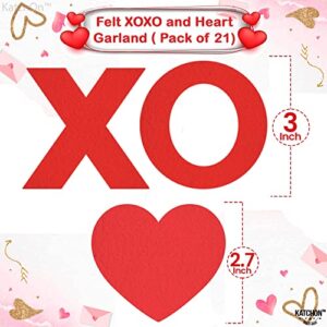 XOXO and Hanging Heart Valentine Garland – 6 String, No DIY | Felt Heart Garland for Galentines Day Decorations | XOXO Garland, Valentines Day Decor | Valentine Felt Garland, Valentines Decorations