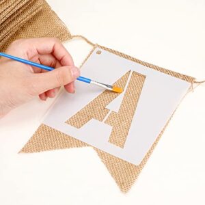 DIY Burlap Banner Kit with Letters, 48 Pcs Burlap Banner 30ft Swallowtail Flag with 36 Letter Number Stencil Customized Banner Kit for Birthday Wedding Holidays Party Decorations