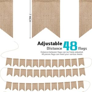 DIY Burlap Banner Kit with Letters, 48 Pcs Burlap Banner 30ft Swallowtail Flag with 36 Letter Number Stencil Customized Banner Kit for Birthday Wedding Holidays Party Decorations