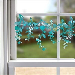 24 pcs Teal Blue Leaf Decorations for Spring Party Garland Hanging Leaves Greenery Vines Banner Backdrop Wall Decals for Birthday Anniversary Wedding Bridal Baby Shower Engagement