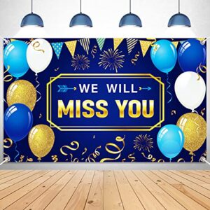 we will miss you party decorations going away party supplies farewell backdrop retirement decorations goodbye banner anniversary good luck banner for coworker 6 x 4ft – blue