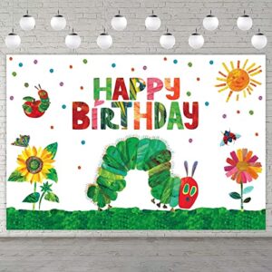 cartoon very hungry little green caterpillar happy birthday banner kid reading story insects theme decor decorations for 1st birthday party baby shower supplies backdrop photo studio booth props