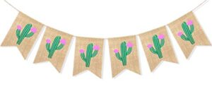 uniwish cactus burlap banner garland summer hawaiian green theme baby shower birthday party decorations mexican fiesta festival décor