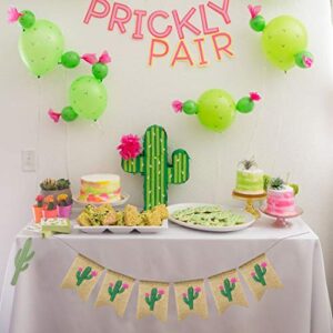 Uniwish Cactus Burlap Banner Garland Summer Hawaiian Green Theme Baby Shower Birthday Party Decorations Mexican Fiesta Festival Décor