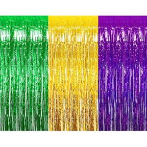 mardi gras decorations fat tuesday decorations mardi gras party decorations mardi gras decor mardi gras party backdrop purple green gold foil fringe curtains mardi gras party supplies by happyfield
