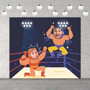 wrestling banner wrestling matches pretend play party game backdrop large wrestler warriors fighting face sports wrestling ring theme decor decorations for boys men birthday party wrestling party supplies