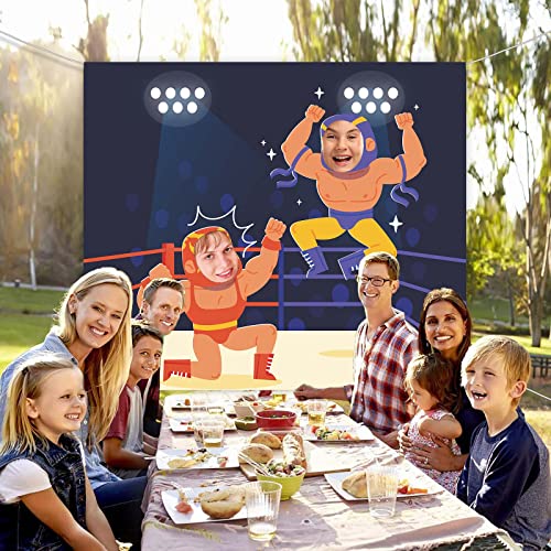 Wrestling Banner Wrestling Matches Pretend Play Party Game Backdrop Large Wrestler Warriors Fighting Face Sports Wrestling Ring Theme Decor Decorations for Boys Men Birthday Party Wrestling Party Supplies