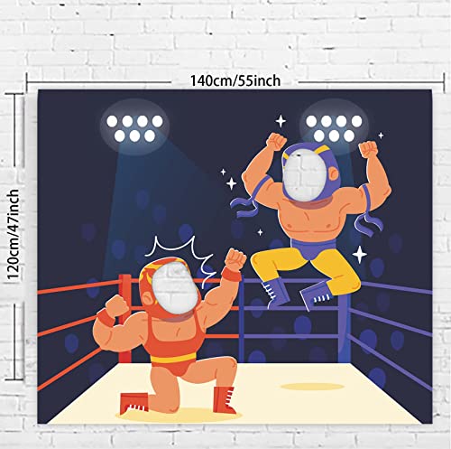 Wrestling Banner Wrestling Matches Pretend Play Party Game Backdrop Large Wrestler Warriors Fighting Face Sports Wrestling Ring Theme Decor Decorations for Boys Men Birthday Party Wrestling Party Supplies