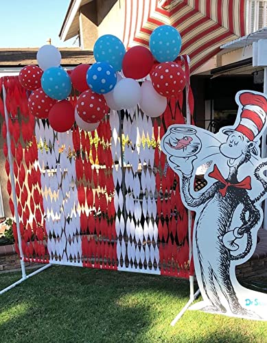 Qian's Party Dr. Seuss Cat in the Hat Birthday Party Decorations/Thing One and Thing Two Birthday Decorations/Dr Seuss Baby Shower Decorations Turquoise White Red HAPPY BIRTHDAY BANNER /