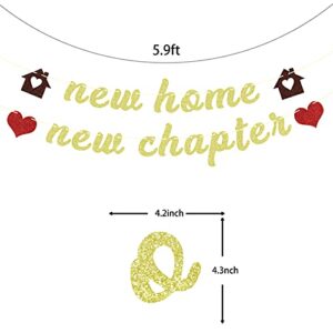 New Home New Chapter Banner, Housewarming Gift, Our First Home Sign, Home Sweet Home Decor Gold Glitter