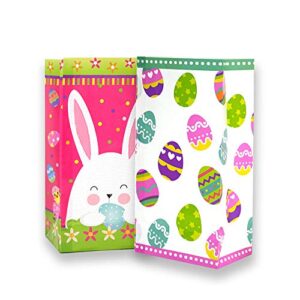 easter paper bags for kids – 20 pack easter egg bunny party bags for easter party, birthday party, white/red style by lucky party