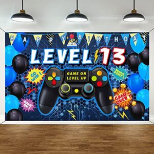 Vlipoeasn 13th Birthday Video Game Backdrop Level 13 Unlocked Official Teenager Backdrop Banner 13th Video Game Birthday Decorations 13th Birthday Backdrop for Boys