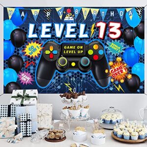Vlipoeasn 13th Birthday Video Game Backdrop Level 13 Unlocked Official Teenager Backdrop Banner 13th Video Game Birthday Decorations 13th Birthday Backdrop for Boys