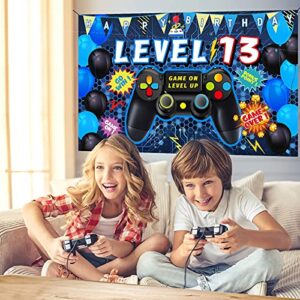 Vlipoeasn 13th Birthday Video Game Backdrop Level 13 Unlocked Official Teenager Backdrop Banner 13th Video Game Birthday Decorations 13th Birthday Backdrop for Boys