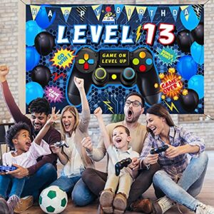 Vlipoeasn 13th Birthday Video Game Backdrop Level 13 Unlocked Official Teenager Backdrop Banner 13th Video Game Birthday Decorations 13th Birthday Backdrop for Boys