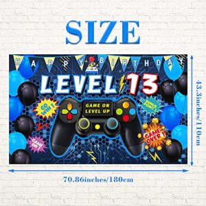 Vlipoeasn 13th Birthday Video Game Backdrop Level 13 Unlocked Official Teenager Backdrop Banner 13th Video Game Birthday Decorations 13th Birthday Backdrop for Boys