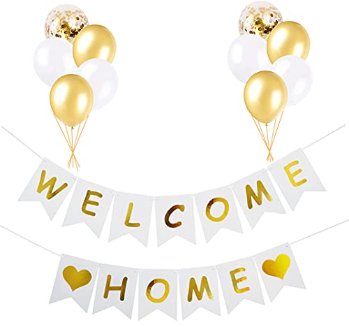 Mannli Welcome Home Banner Decoration with Letax Balloons for New Home Baby Shower Family Party Decorations