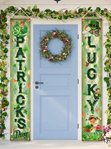 st. parker’s porch sign banner-vintage st patrick supplies,retro style lucky front door welcome banner for st patrick’s day decoration