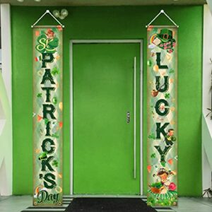 St. Parker's Porch Sign Banner-Vintage St Patrick Supplies,Retro Style Lucky Front Door Welcome Banner for St Patrick’s Day Decoration