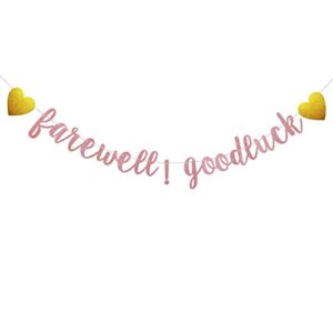 farewell！good luck banner, pre-strung, no assembly required, rose gold paper glitter party decorations for going away / graduation / job change / moving / retirement party supplies, letters rose gold,abcpartyland