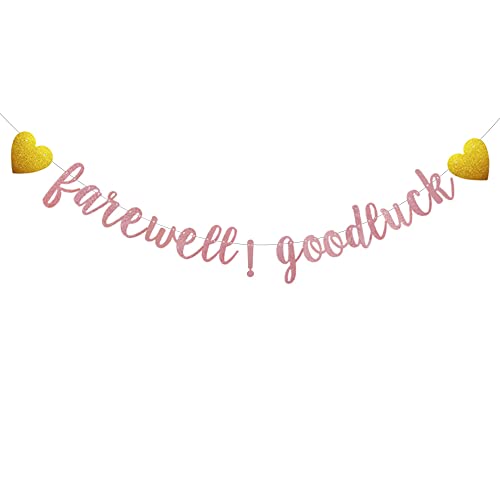 Farewell！Good Luck Banner, Pre-Strung, No Assembly Required, Rose Gold Paper Glitter Party Decorations for Going Away / Graduation / Job Change / Moving / Retirement Party Supplies, Letters Rose Gold,ABCpartyland