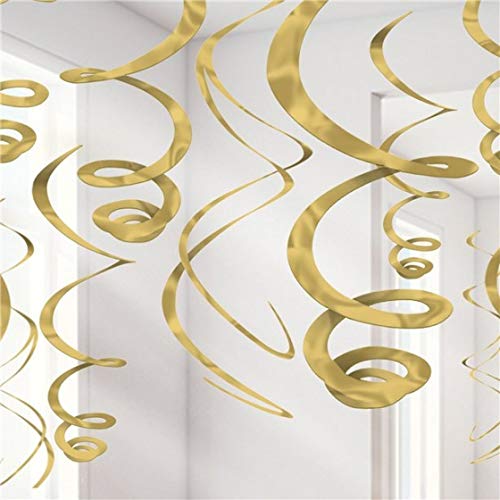 Amscan Party Supplies Plastic Swirl Decorations-Gold, 22 inches