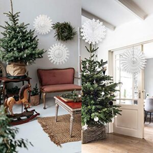 CHRORINE 16 Pcs Christmas Winter White Paper Snowflake Decorations, Christmas Snowflakes Hanging Decoration, Frozen Birthday Party Supplies Winter Wonderland Party Decorations (Mixed 7.8"-20")