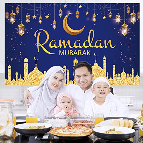 Ramadan Mubarak Decorations Ramadan Mubarak Backdrop Banner Fabric Ramadan Kareem Sign Background for Muslim Ramadan Party Decorations