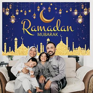 Ramadan Mubarak Decorations Ramadan Mubarak Backdrop Banner Fabric Ramadan Kareem Sign Background for Muslim Ramadan Party Decorations