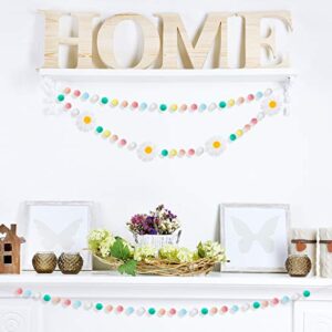 3 Pieces Spring Pompom Ball Garlands Daisy Garland White Flowers Banner Spring Decor Garlands for Holiday Birthday Party Carnival Decorations Photo Prop Nursery Decor Farmhouse Spring Garland