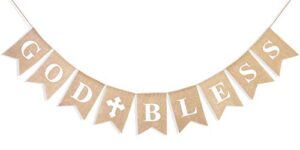 uniwish god bless banner boy girl baptism decorations rustic christening baby shower wedding birthday party favors photo props