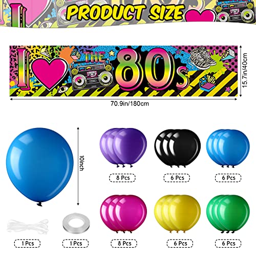 41 Pieces 80s Party Decoration Set I Love 80s Banner with 40 Balloons Large 1980s Hip Hop Sign Backdrop Retro Boombox Background for Hip Hop Party Photo Booth Props Supplies 70.8 x 15.7 Inch (80s)