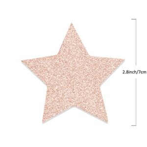 Glitter Pink Champagne Twinkle Star Hanging Garland - Sparkly Paper Five-pointed Bunting Banner String for Birthday Home Decoration, Wedding Photo Booth Props, 2.8", Totally 23 ft/7m